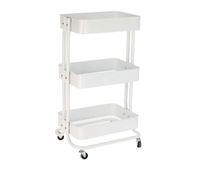 well home carro de cocina de hierro en blanco con ruedas y 3 cajones