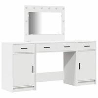 mesa tocador  mesa de maquillaje con luces de espejo 3 piezas madera de ingenieria