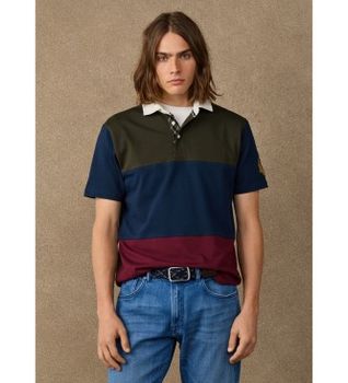 Hackett London para hombre. HM5700019 Polo rugby Patch multicolor (L), Casual, Algodón, Manga corta, Marino