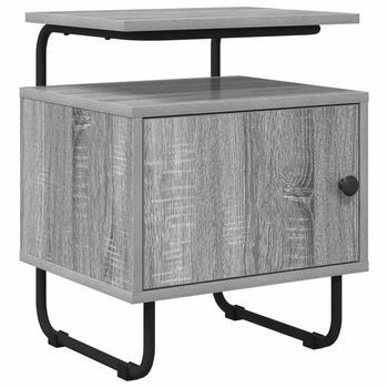 Mesa De Noche Sonoma Gris Madera De Ingeniería Vidaxl