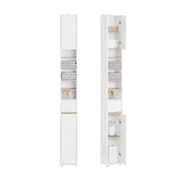 mueble columna de bano armario para bano alto estanterias de bano con 5 estantes abiertos 2 puertas y 1 cajon 20 x 20 x 180 cm bzr34-wn sobuy es