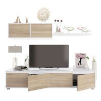 salon tv blanco artik y roble canadian 43x200x41 cm