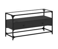 mueble tv - mesa de tv cristal y madera ingenieria negro 98x35x51 cm