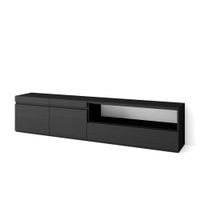 mueble tv efecto madera negro 200x35x45cm