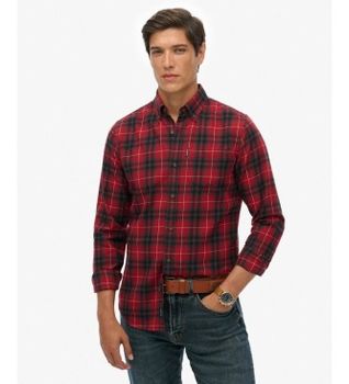 Superdry para hombre. M4011149A Camisa Vintage Check rojo (XL), Casual, Algodón, Manga larga