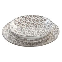 vajilla set 18 porcelana 27x27x2 beige