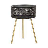 mesa auxiliar de metal negro y dorado o cm 35x50