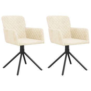Sillas De Comedor Giratorias 2 Uds Terciopelo Crema Vidaxl