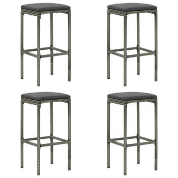Pack 4 Uds Taburetes Altos | Taburete De Cocina | Taburetes De Bar Con Cojines Ratán Sintético Gris Cfw49788