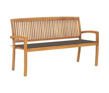 Vidaxl banco de jardín apilable y cojín madera maciza de teca 159 cm