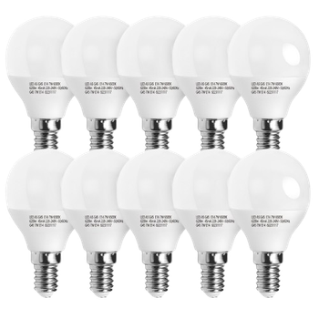 Aigostar - Bombilla LED E14 G45, 7W Equivalente a 49W, Luz Fría 6500K, 620 Lúmenes, Ahorro de Energía, ángulo de Apertura 180º, CRI> 80, No Regulable, Caja de 10 Unidades