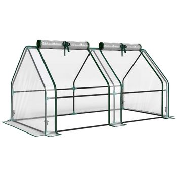 Outsunny Invernadero con ventana con cremallera, invernadero de película resistente al invierno de acero 180 x 90 x 90 cm Transparente   Aosom España