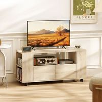 mueble de tv de melamina de madera homcom 102x345x485 cm-natural