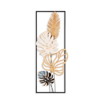 Decoración Pared De Metal Palm Leaves Multicolor 32x90 Cm