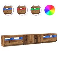 mueble tv luces led madera ingenieria envejecida 260x35x40 cm vidaxl