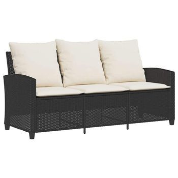 Conjunto De Jardín Mayo Sofá Triple + Mesa Negro