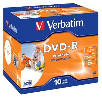 PACK 10 DVD-R 4.7 GB VERBATIM 16X IMP.JEWEL