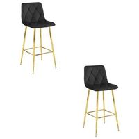 set de 2 taburete de bar terciopelo valora koda asiento de terciopelo negro