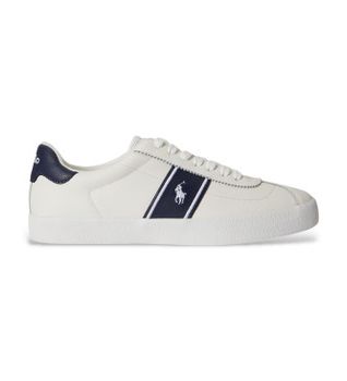 Polo Ralph Lauren para hombre. 816P07630003 Zapatillas de Piel Court vulcanizada blanco (46), Plano, Cordones, Casual