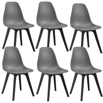 Set De 6 Sillas De Comedor Brevik Diseño Nórdico Plástico 83 X 54 X 48 Cm - Gris Y Negro [en.casa]