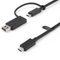 StarTech.com Cable USB-C de 1m con Llave Adaptador (Dongle) a USB-A - Cable HÃbrido USB Tipo C a USBC (10Gbps y PD de 100W) o USBA (5Gbps) - Ideal Para Docking Stations HÃbridas