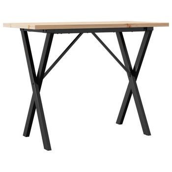 Mesa De Comedor - Mesa De Cocina Marco X Madera Maciza Pino Acero 100x50x75,5 Cm