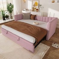 cama sofa nido acolchada en terciopelo rosa 90x200 cm transformable en 180x200 cm