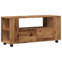 mueble tv  mueble de salon  gabinete de tv con ruedas madera ingenieria envejecida 102x345x43cm