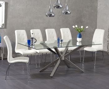 Rhone 200cm Glass Dining Table with Calgary Chairs