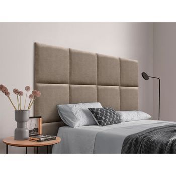 Dhome Cabecero Tapizado Para Camas De 220cm Compuesto De Paneles Autoadhesivos Intercambiables De Tela Acualine Cama Lujo Dormitorio Acolchado (tierra