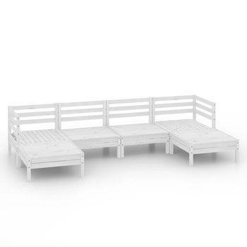Conjunto De Muebles De Jardín 6 Uds | Mesa Y Sillas Madera Maciza De Pino Blanco