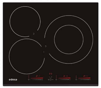 VITROCERAMICA INDUCCION EDESA EIM-6330 B/A 3 ZONAS COCCION ANCHO 59 CM