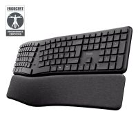 teclado de membrana trust keyra layout es inalambrico ergonomico multidispositivo negro