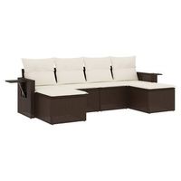 set sofas de jardin 6 piezas  mueble de jardin y cojines ratan sintetico marron