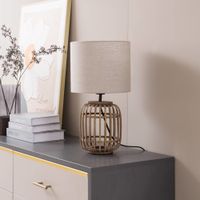lampara de mesa de textura tela tejido seda marron
