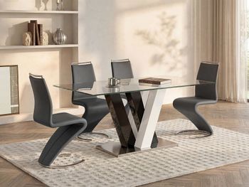 Mesa de comedor cristal negro, blanco
