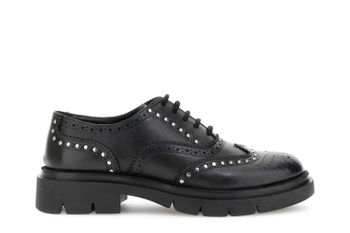 zapatos brogue de cuero con cordones y tachuelas black