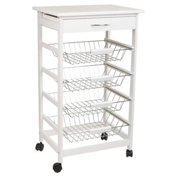 Carro de cocina de madera de pino y dm blanco