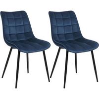 set 2 sillas de comedor sillas de cocina asiento de terciopelo patas de metal - azul - woltu