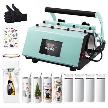 Juego De Prensa Térmica Tekmaquinas Para Tazas De 11 A 30 Oz Con 8 Unidades De Acero Inoxidable