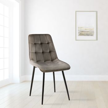 Silla de comedor con reposapiés en terciopelo antracita