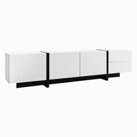 mueble de tv de 190 cm blanco y negro 3 puertas y 2 cajones