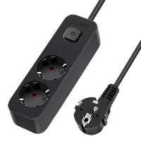 aigostar regleta enchufesr alargador enchufe de 2 enchufes con interruptorr cable de 5 metrosr negro