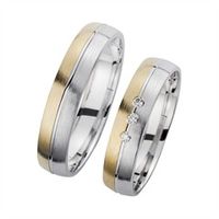 alianzas oro amarillo y blanco con diamantes ancho 45 mm