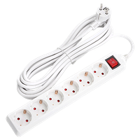 aigostar regleta alargador de 6 enchufes con cable de 5 metros e interruptor color blanco