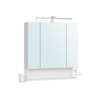 Armario de Baño con Espejo 3 Puertas, Blanco Nube / 16,5 x 70 x 75 cm