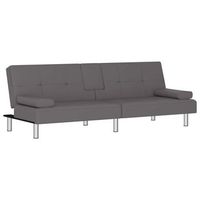 sofa cama moderno  cama para adulto con portavasos cuero sintetico gris