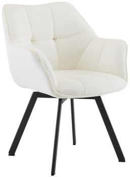 Silla de comedor con patas de metal y asiento de terciopelo crema