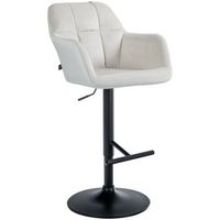taburete de bar trona x1 funcion de rotacion de 360 en terciopelo color crema con costuras decorativas base de metal negro 100005268