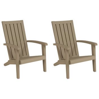 Pack 2 Uds Sillas De Jardín | Silla De Exterior | Sillón Adirondack Polipropileno Marrón Claro